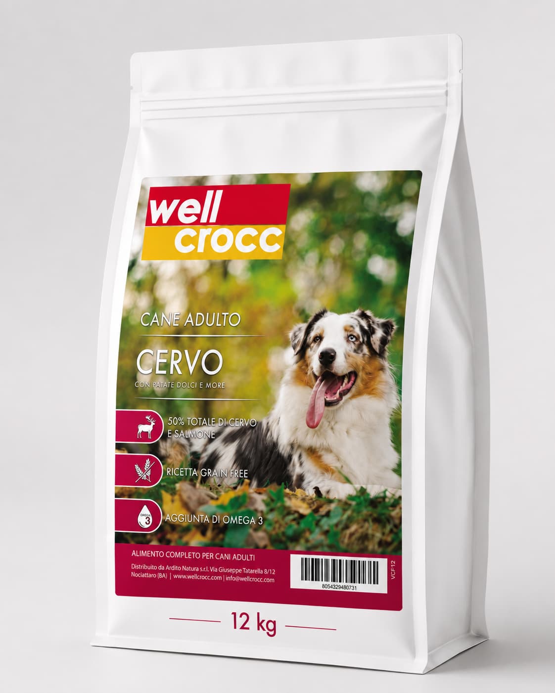 Wellcrocc Cane Adulto - Cervo & Salmone Grain Free