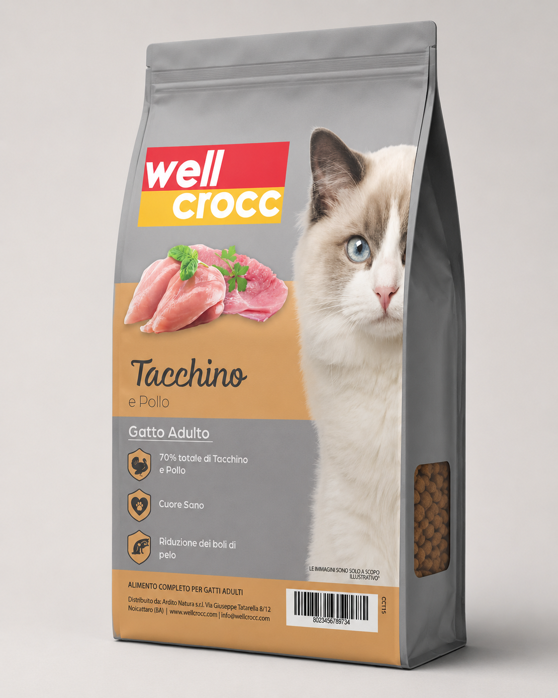 Wellcrocc Gatto Adulto - Tacchino e Pollo Grain Free