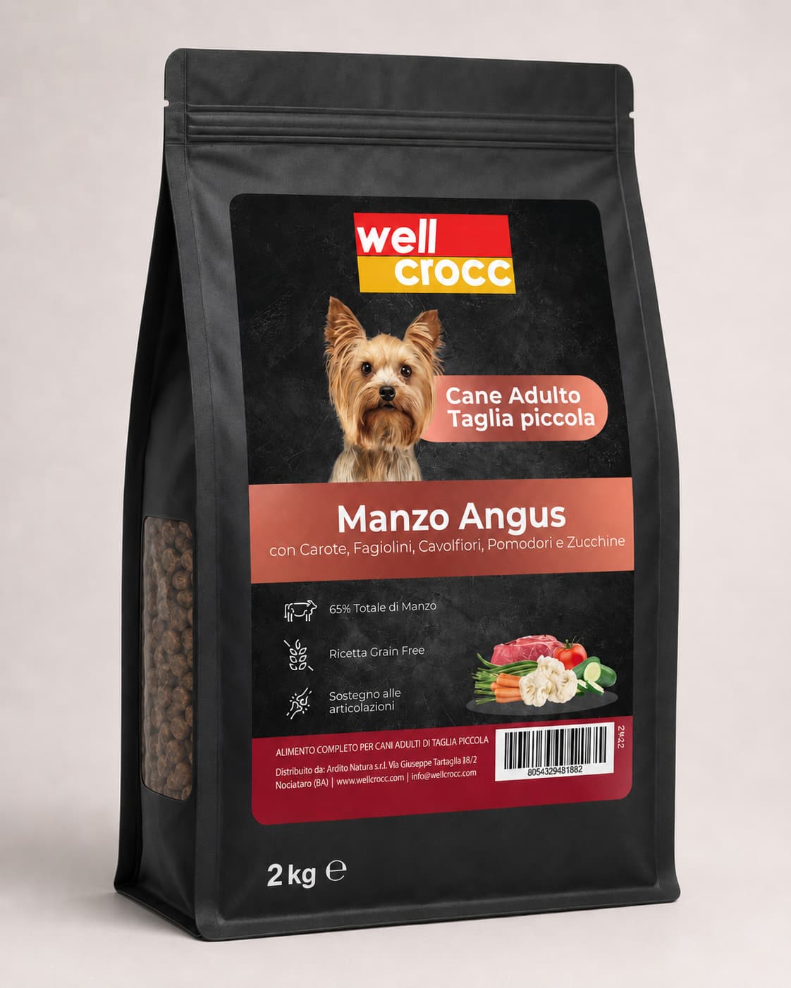 Wellcrocc Cane Adulto Piccola Taglia – Manzo Superfood Grain Free