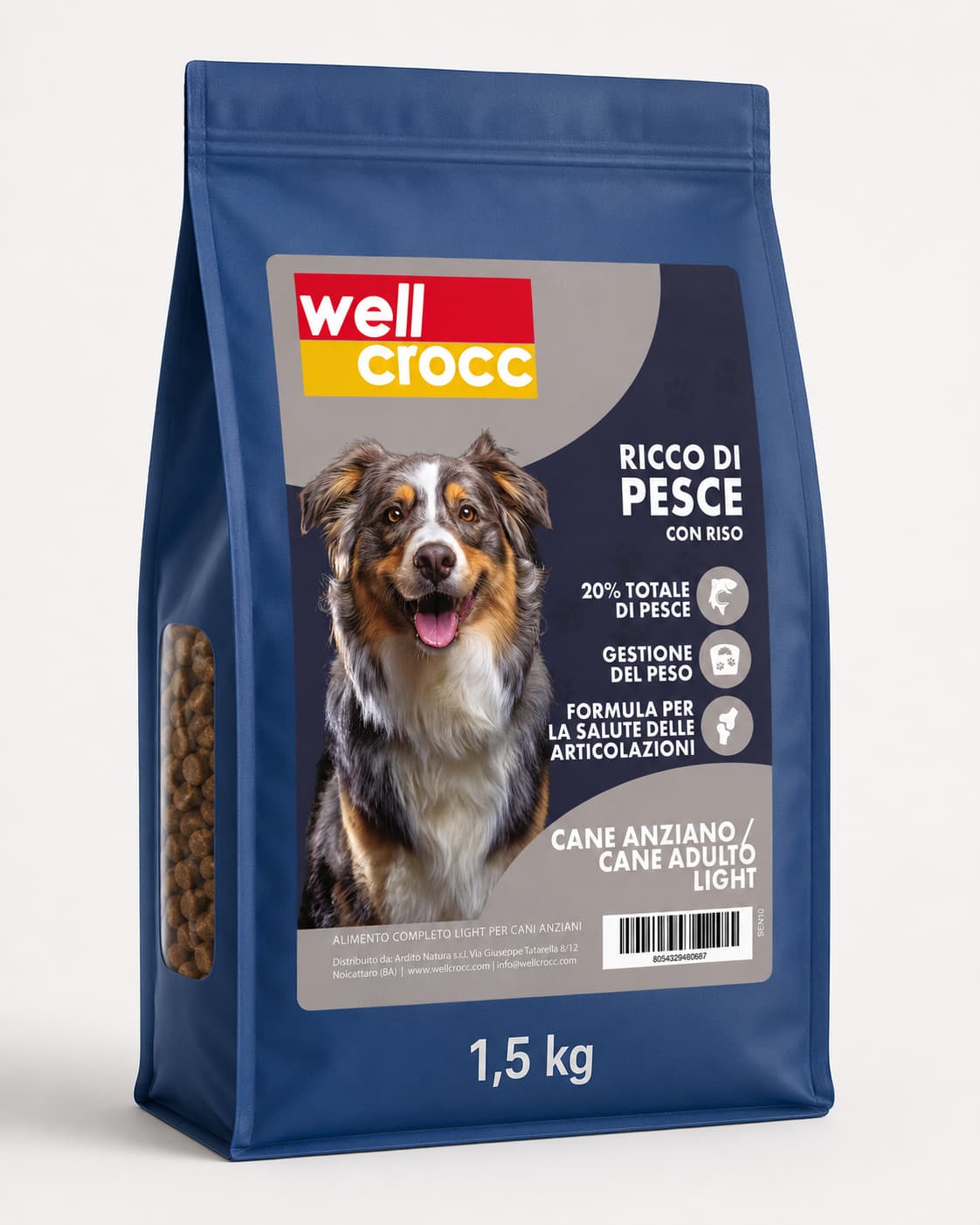 Wellcrocc Cane Senior - Super Premium Light Pesce e Riso
