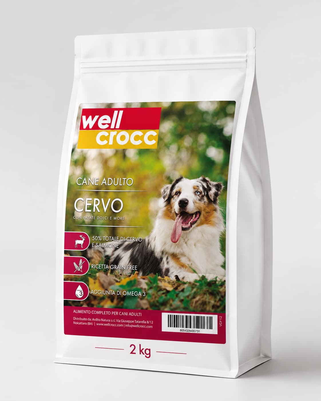 Wellcrocc Cane Adulto - Cervo & Salmone Grain Free