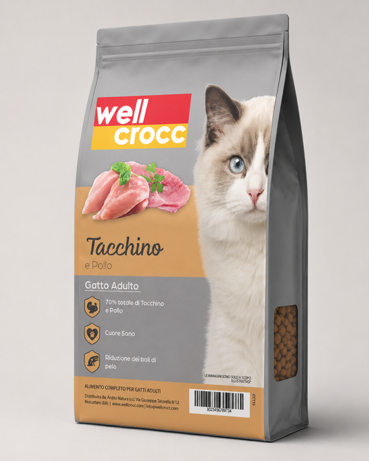 Wellcrocc Gatto Adulto - Tacchino e Pollo Grain Free