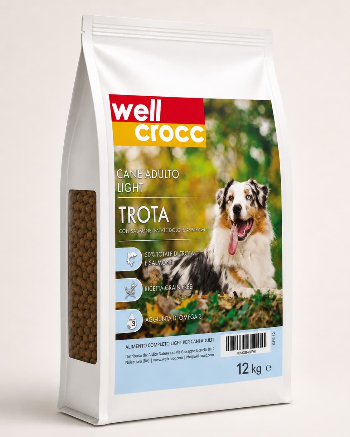 Wellcrocc Cane Adulto Light\ - Trota e Salmone Grain Free