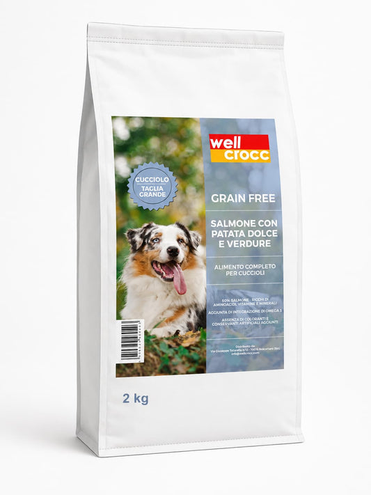 Wellcrocc Cucciolo Taglia Grande – Salmone Monoproteico Grain Free