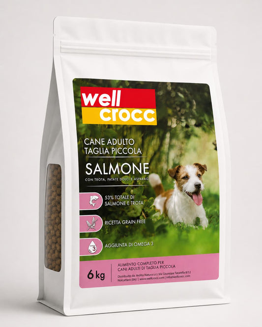 Wellcrocc Cane Adulto Piccola Taglia – Salmone Grain Free