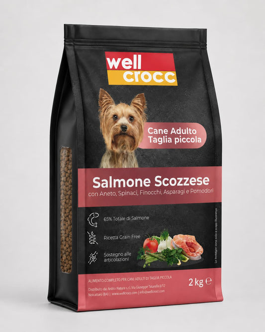 Wellcrocc Cane Adulto Piccola Taglia – Salmone Superfood Grain Free