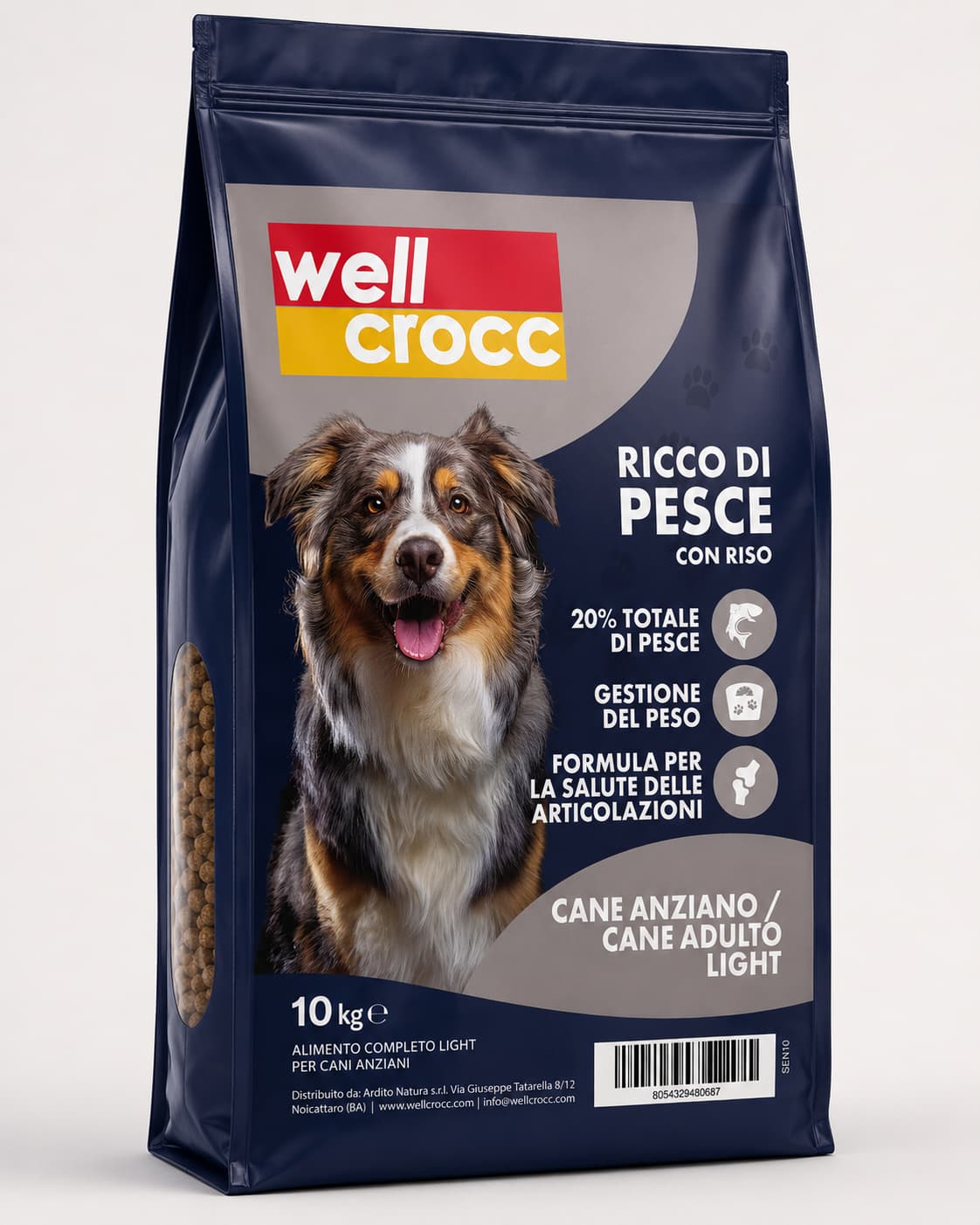 Wellcrocc Cane Senior - Super Premium Light Pesce e Riso