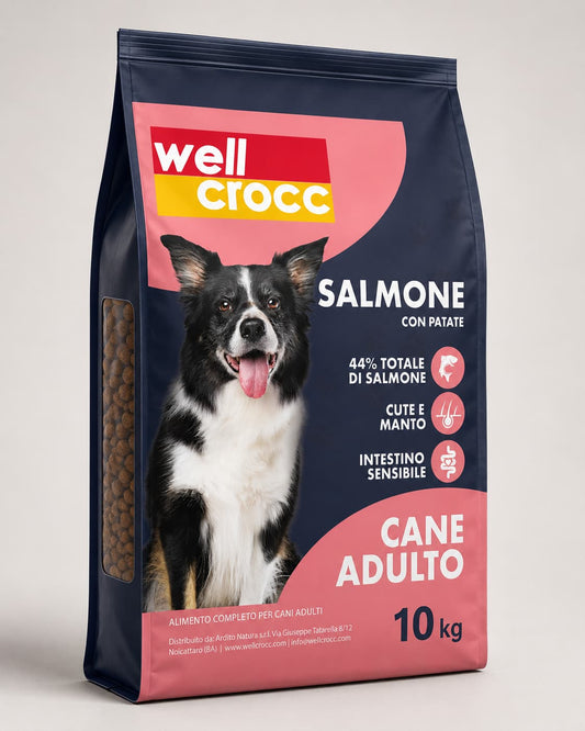 Wellcrocc Cane Adulto - Super Premium Salmone Monoproteico Taglia Media e Grande