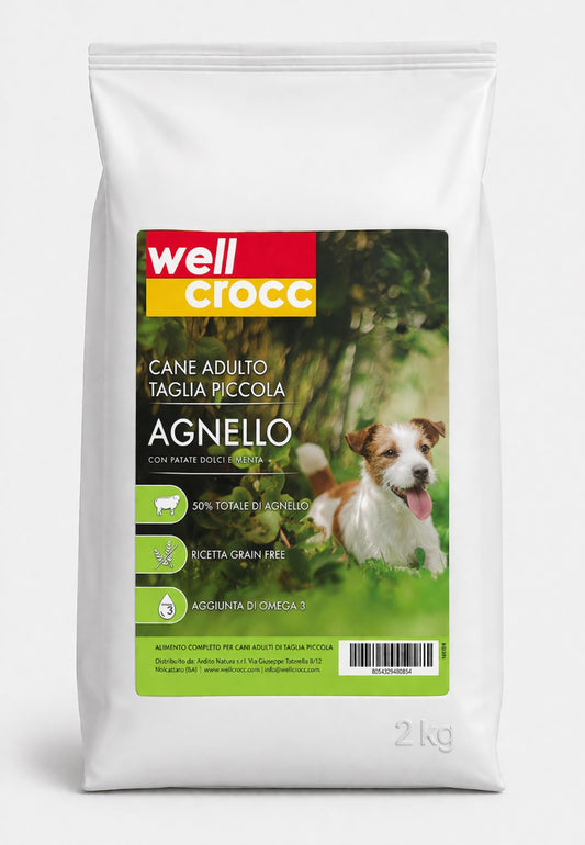 Wellcrocc Cane Adulto Piccola Taglia – Agnello Grain Free